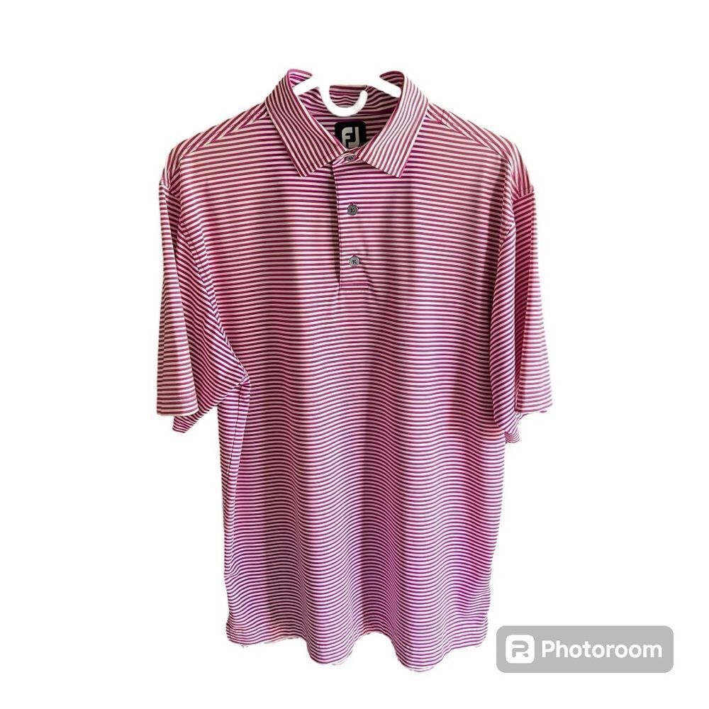 Men’s FootJoy Purple and White Striped Polo Medium